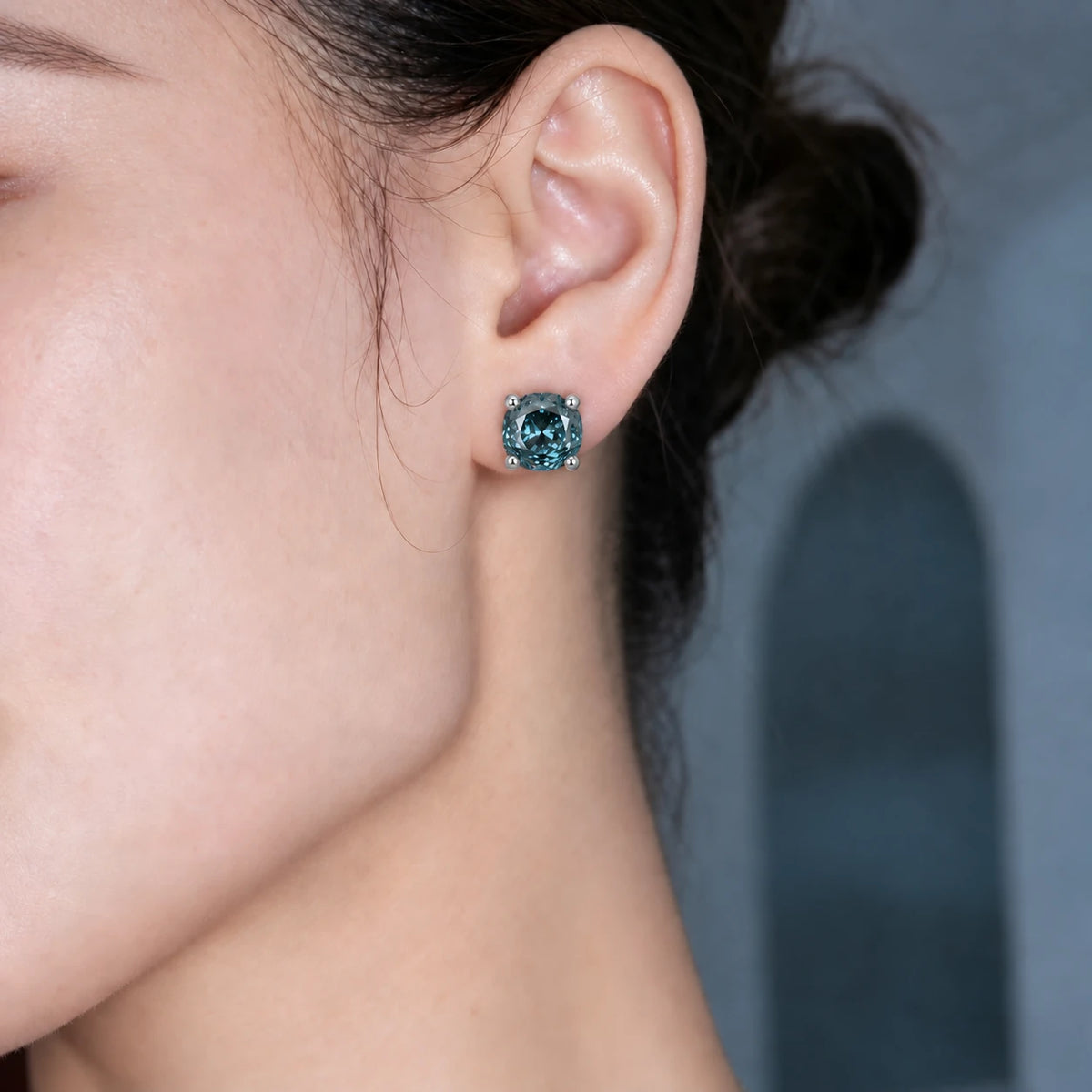 Aquamarine CZ Stud Earrings