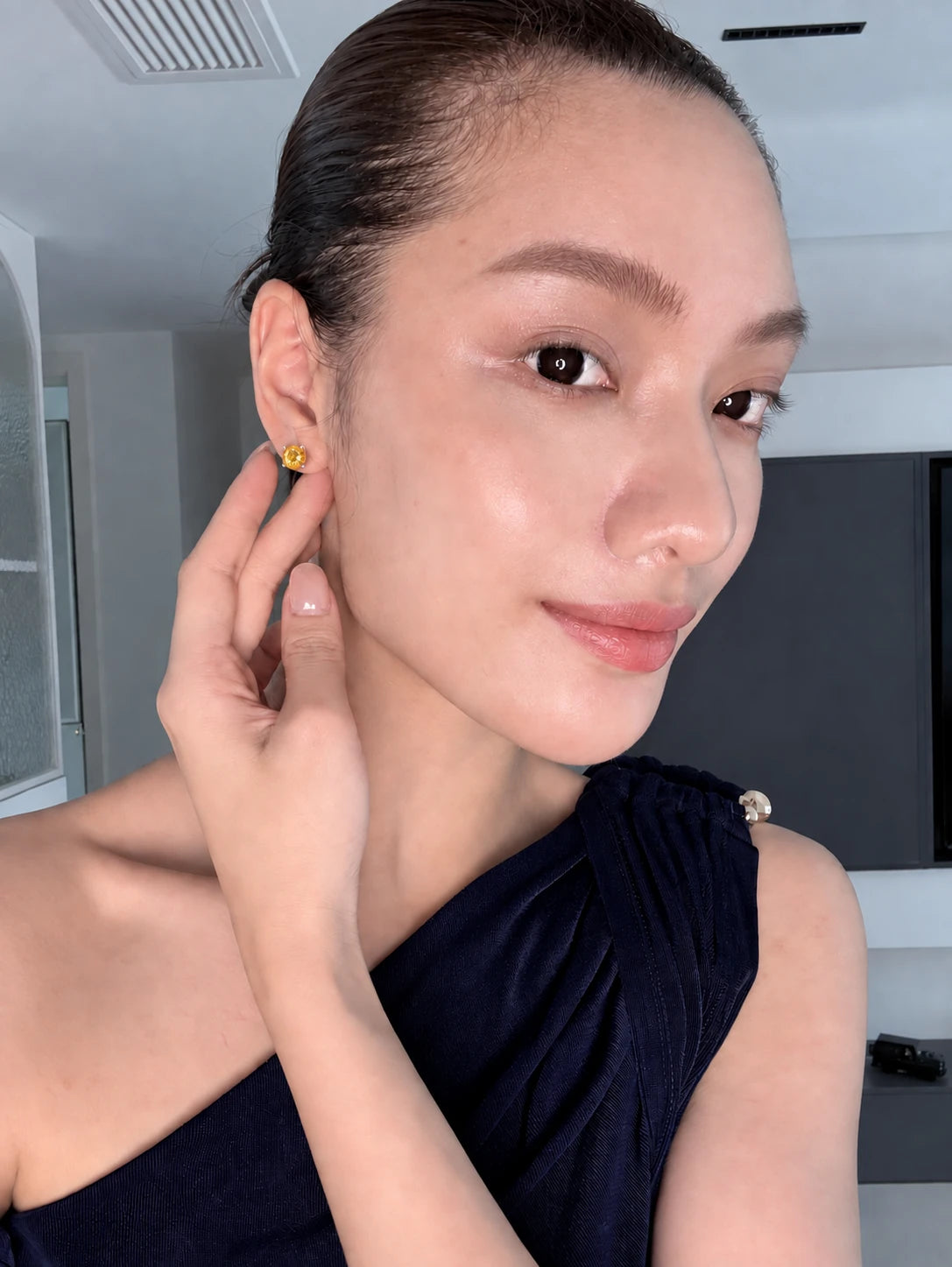 Golden CZ Stud Earrings