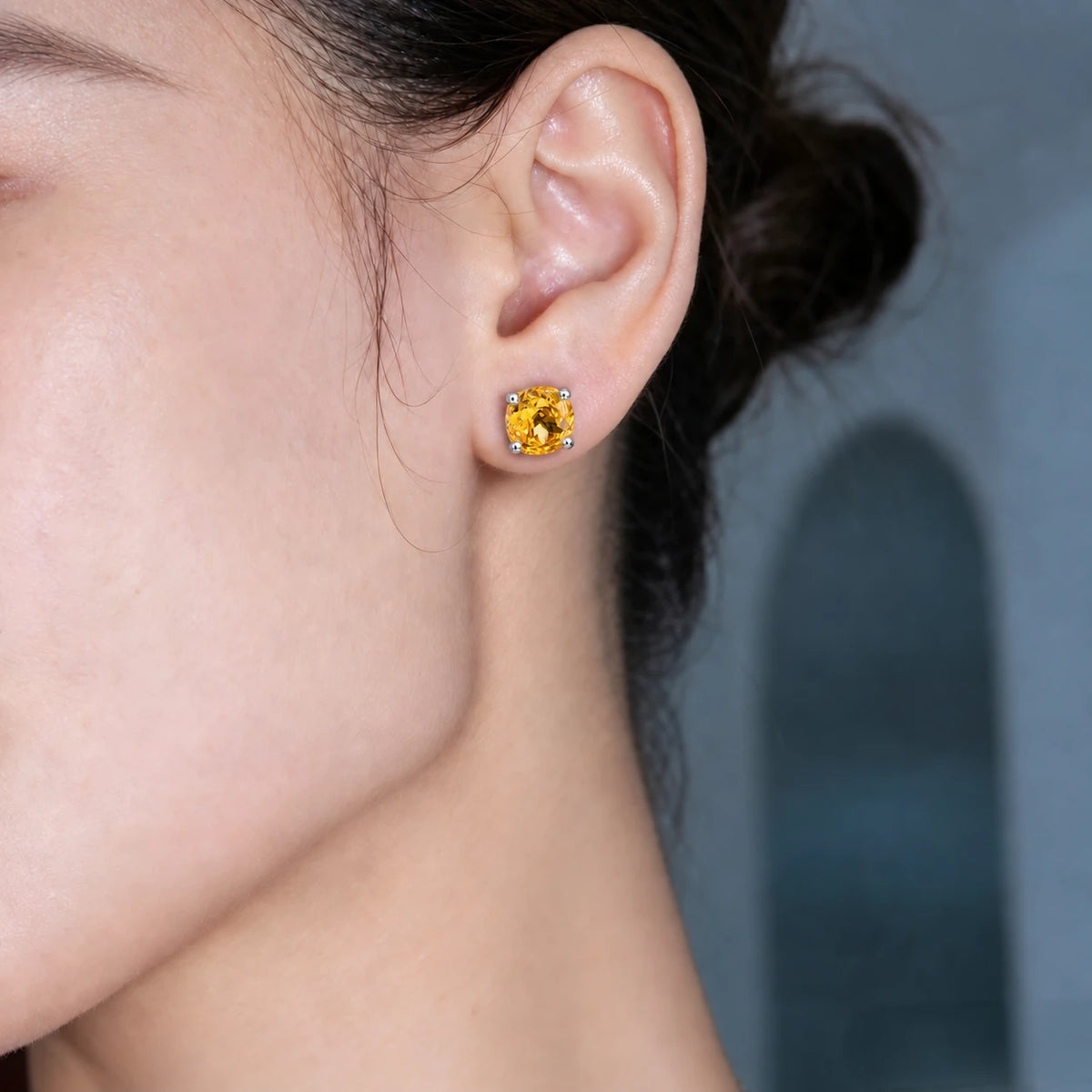 Golden CZ Stud Earrings