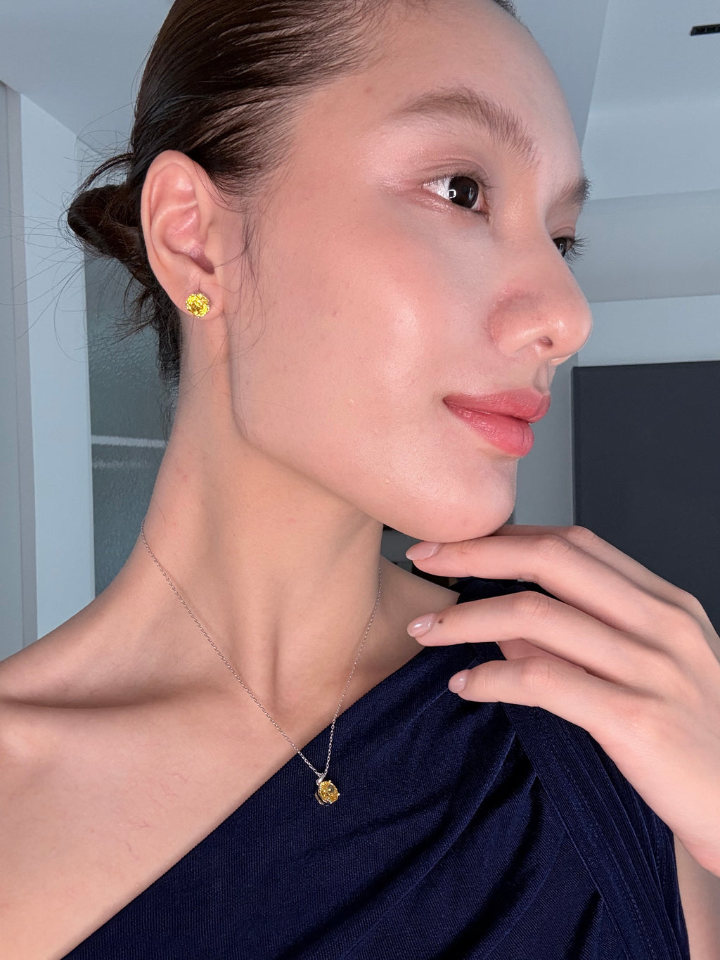 Golden CZ Stud Earrings
