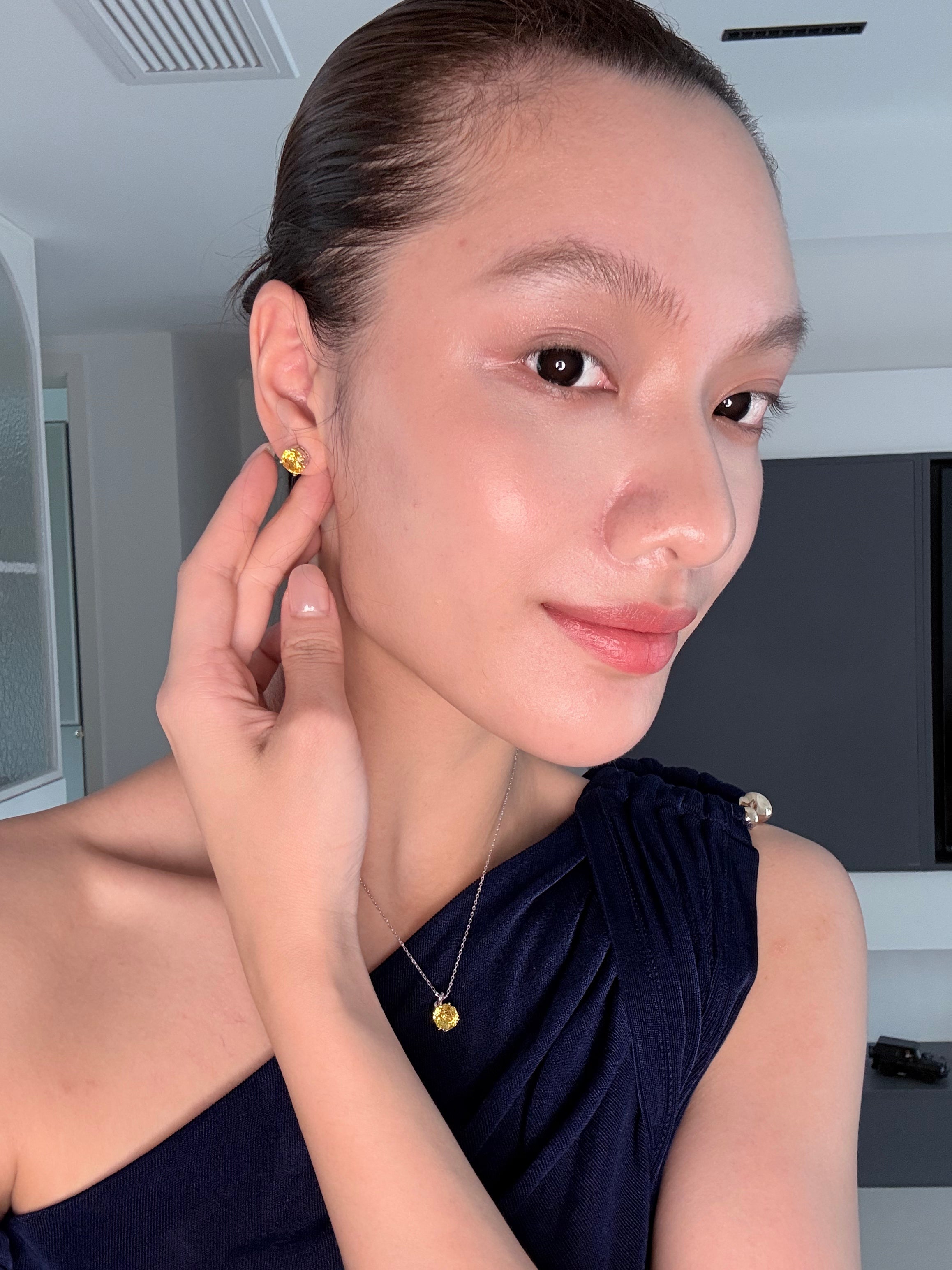 Golden CZ Stud Earrings