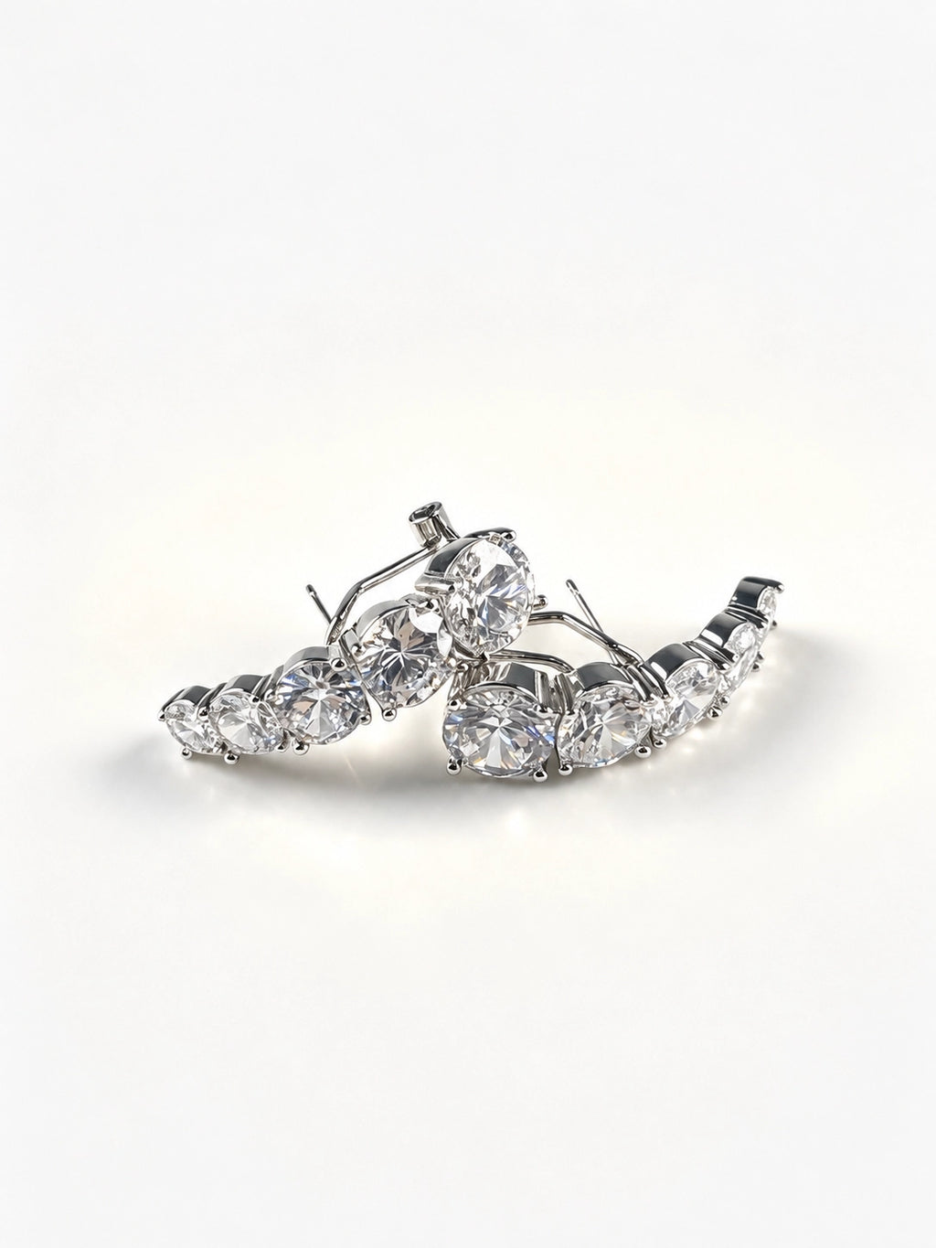 Curved Gradient Rhinestone Buckle Earrings