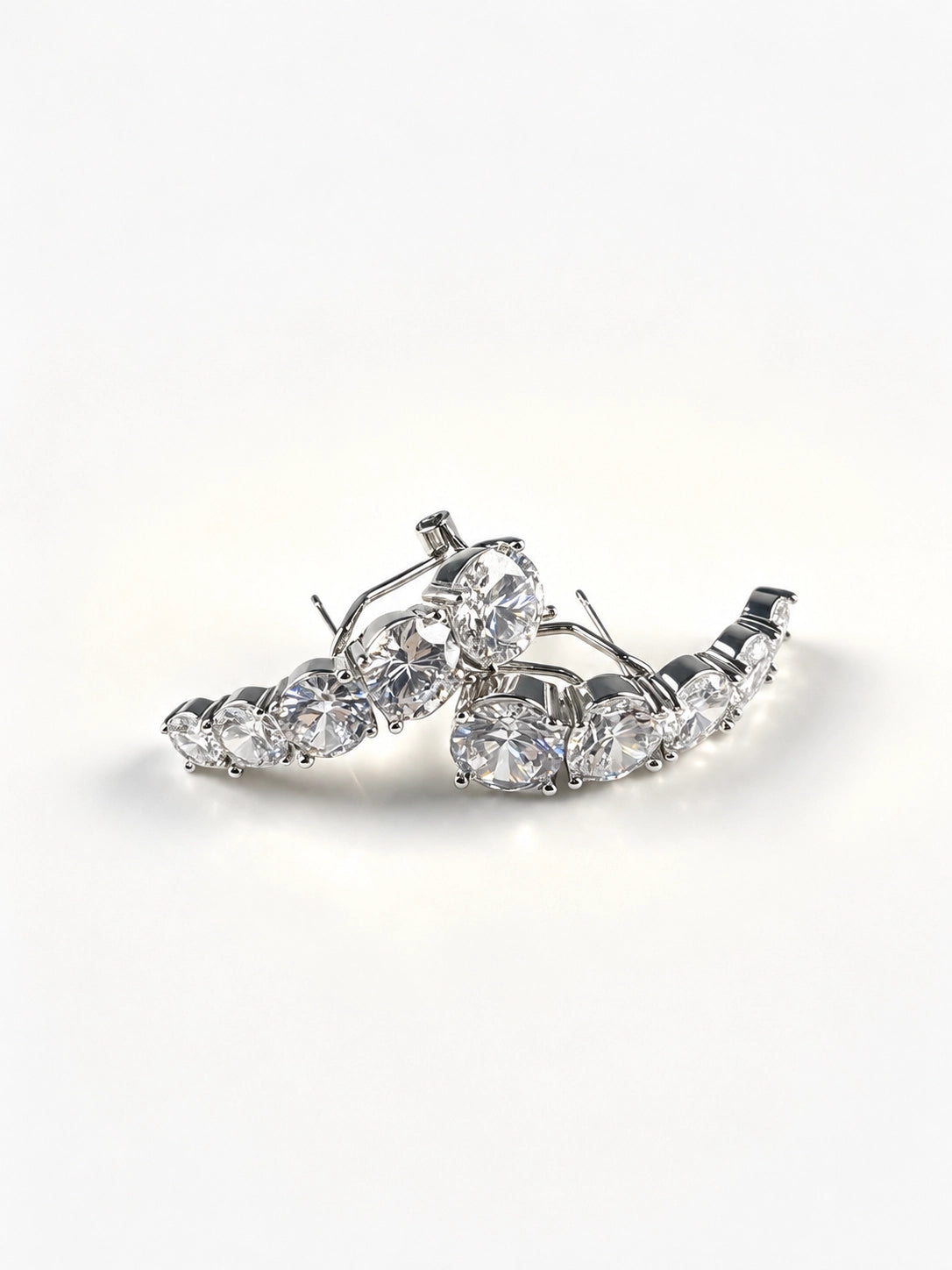 Curved Gradient Rhinestone Buckle Earrings