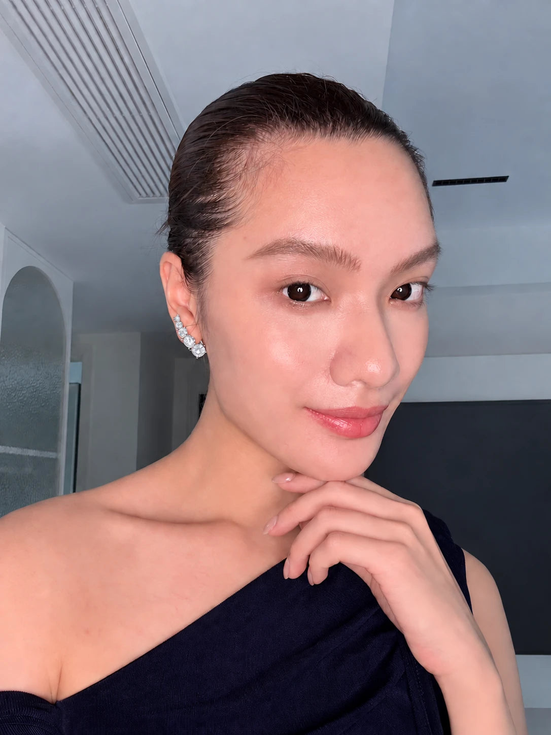Curved Pavé Hoop Earrings