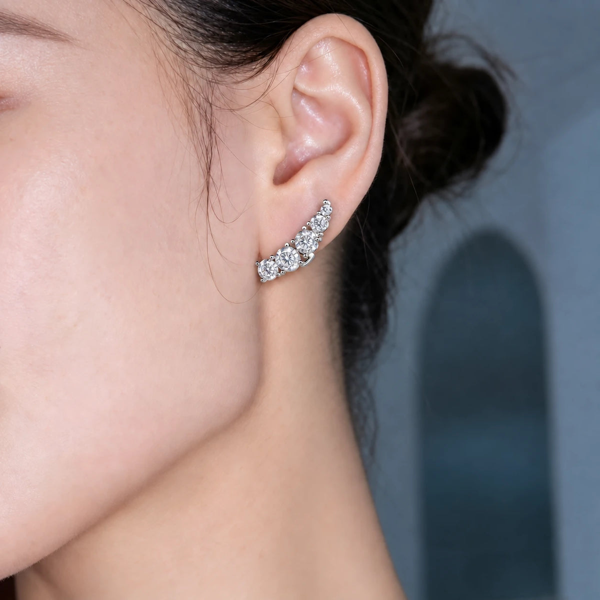 Curved Pavé Hoop Earrings