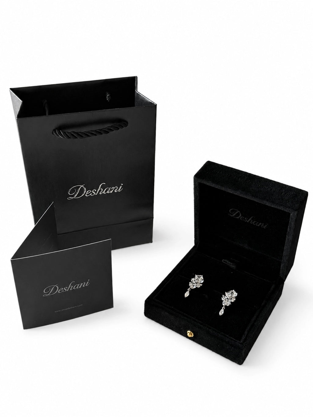 Detail view of Rectangular Tassel Drop Earrings
