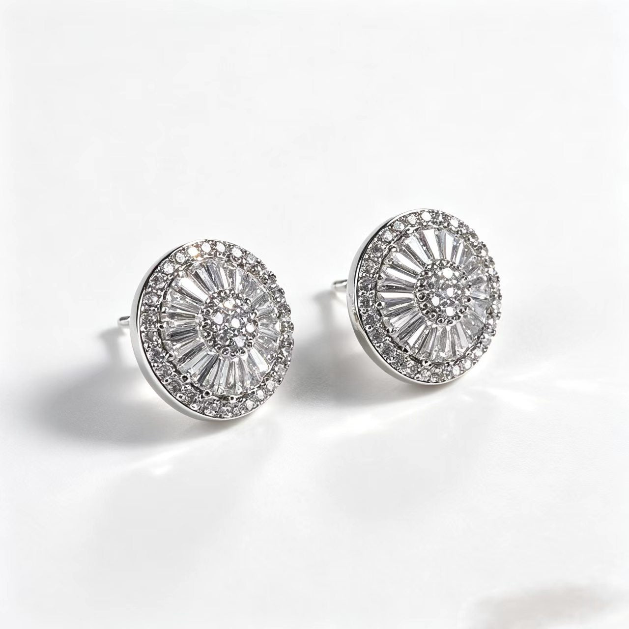 Sunburst CZ Stud Earrings