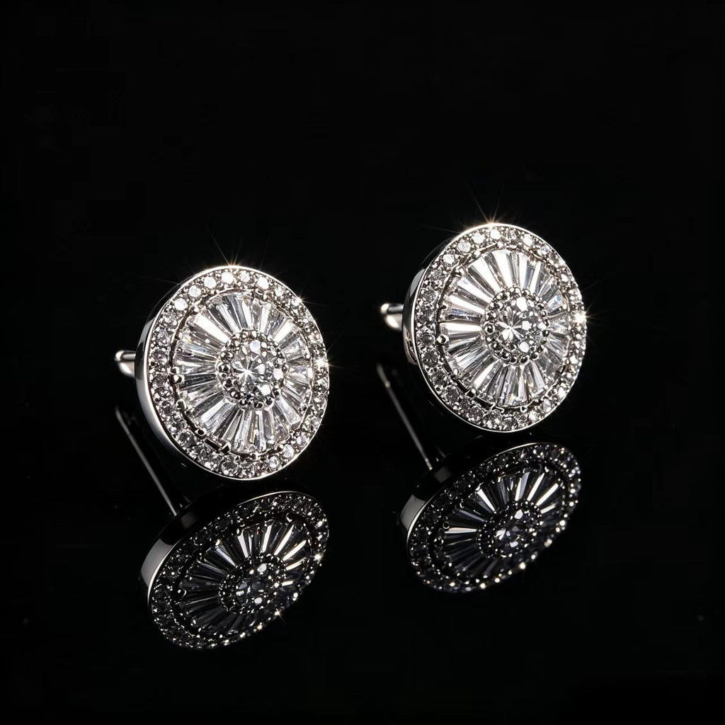 Sunburst CZ Stud Earrings