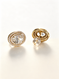 Oval Double Halo Stud Earrings