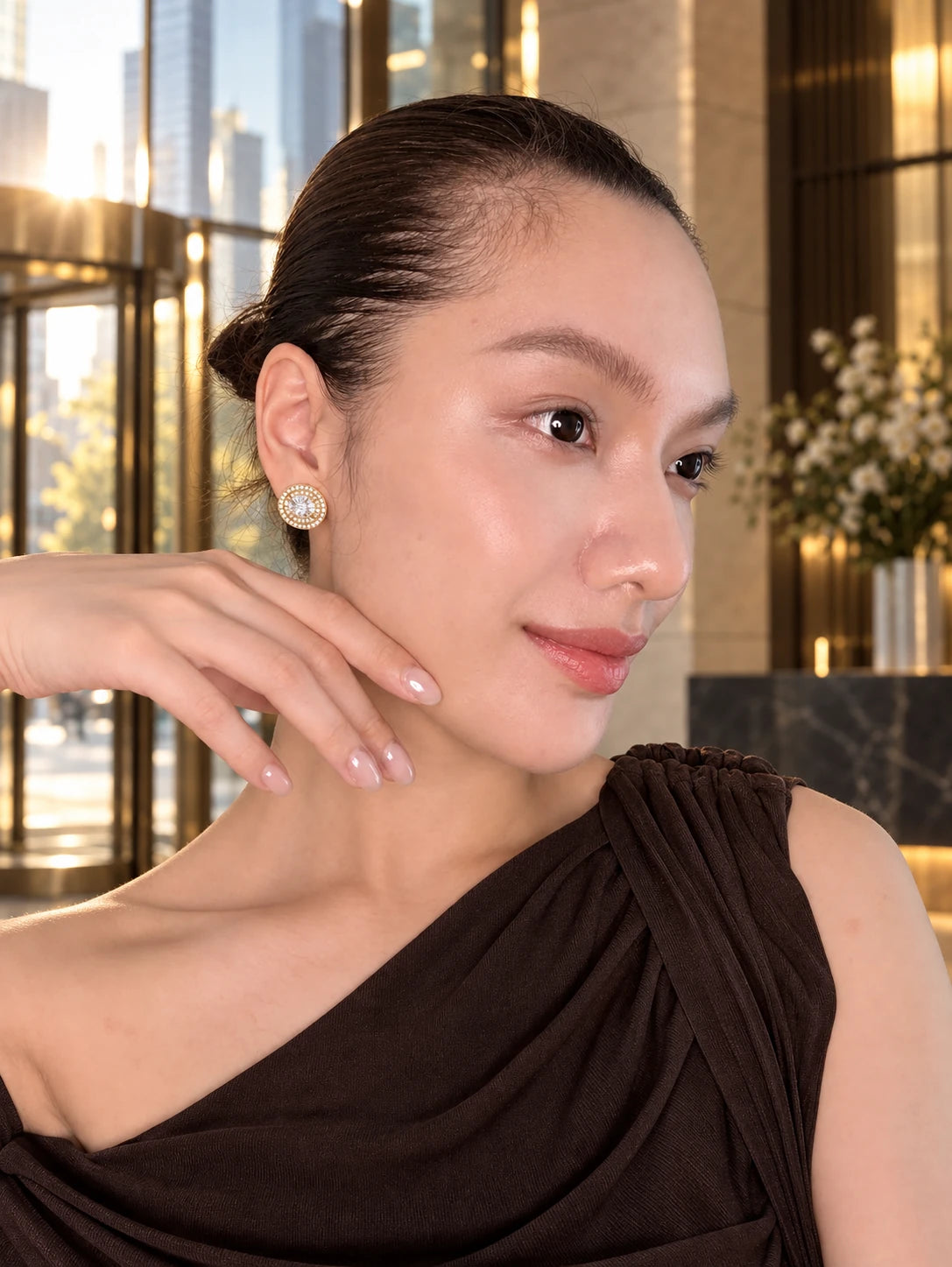 Oval Double Halo Stud Earrings
