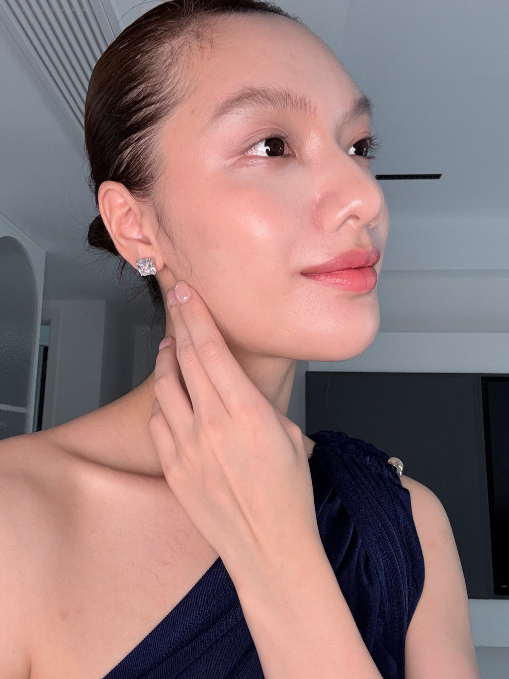 Asscher-Cut Openwork Stud Earrings