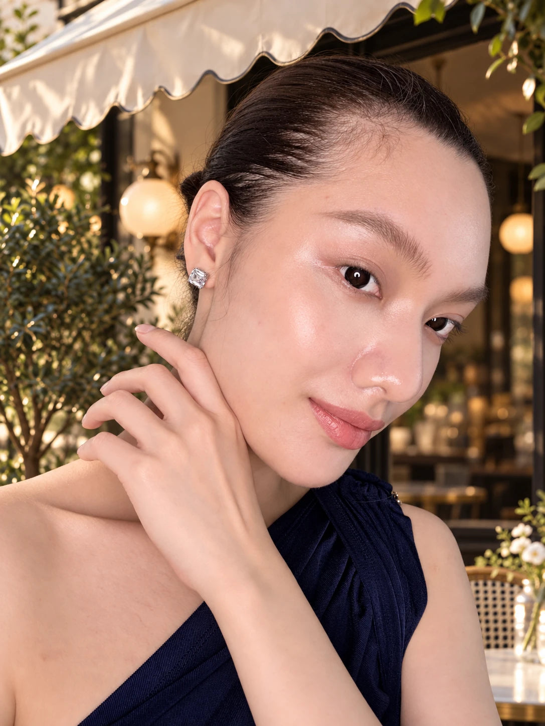 Asscher-Cut Openwork Stud Earrings