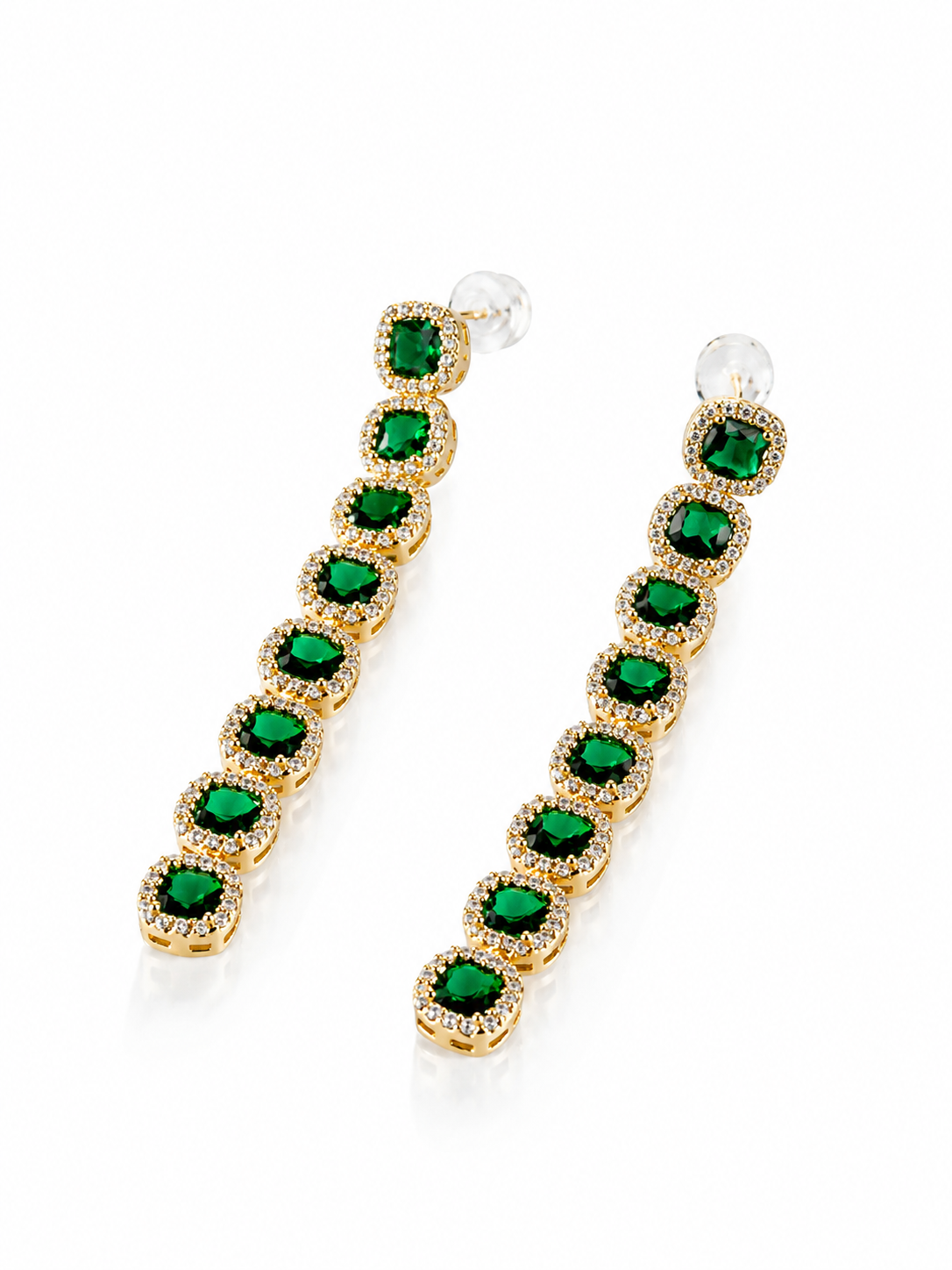 Emerald Square Drop Earrings