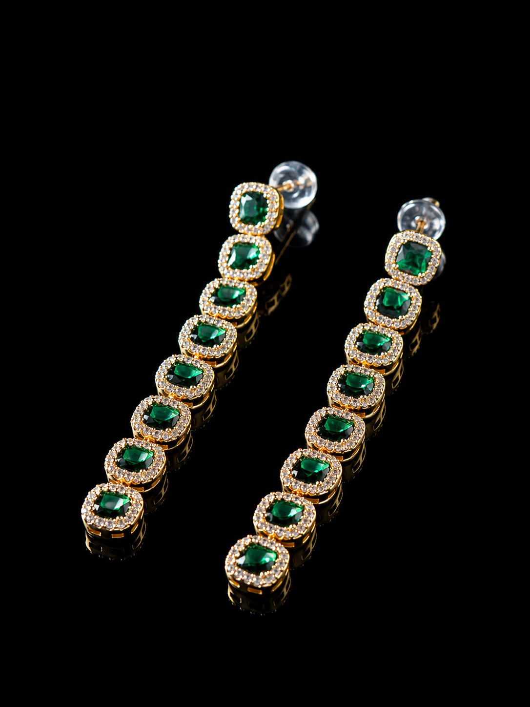Emerald Square Drop Earrings