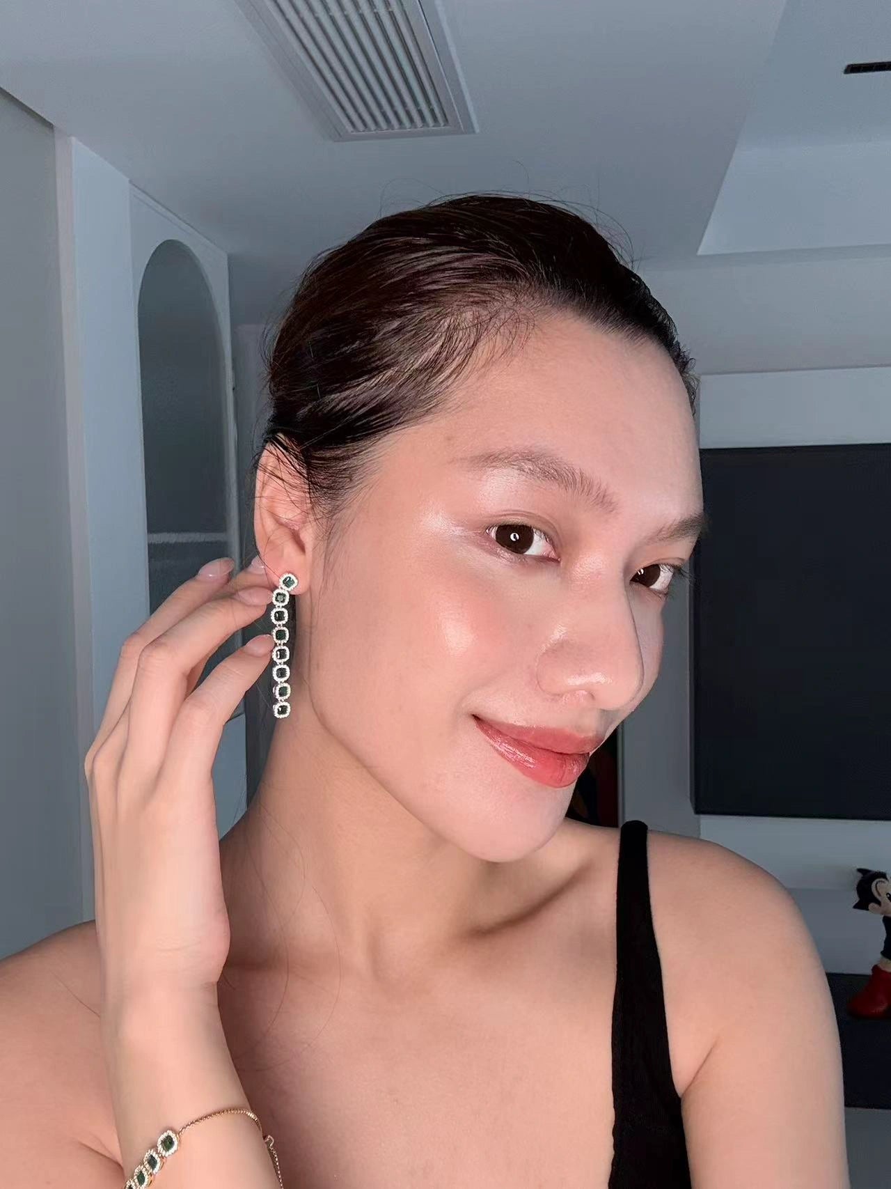 Emerald Square Drop Earrings