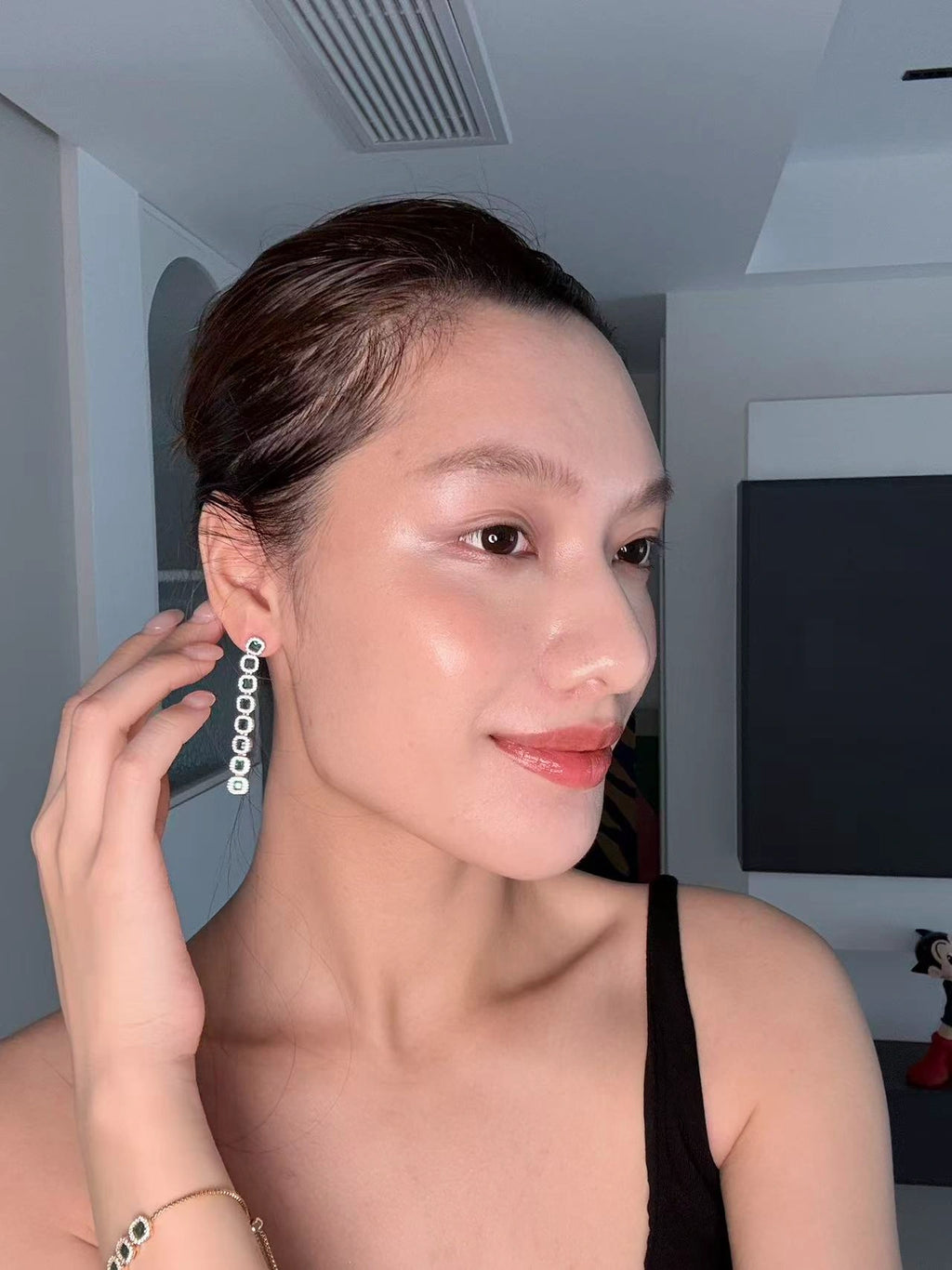 Emerald Square Drop Earrings
