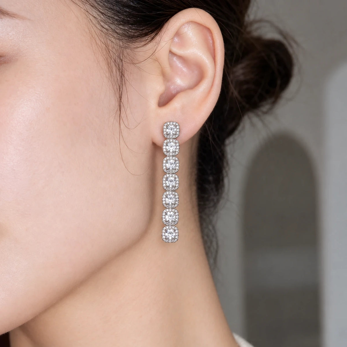 Square Stone Drop Earrings