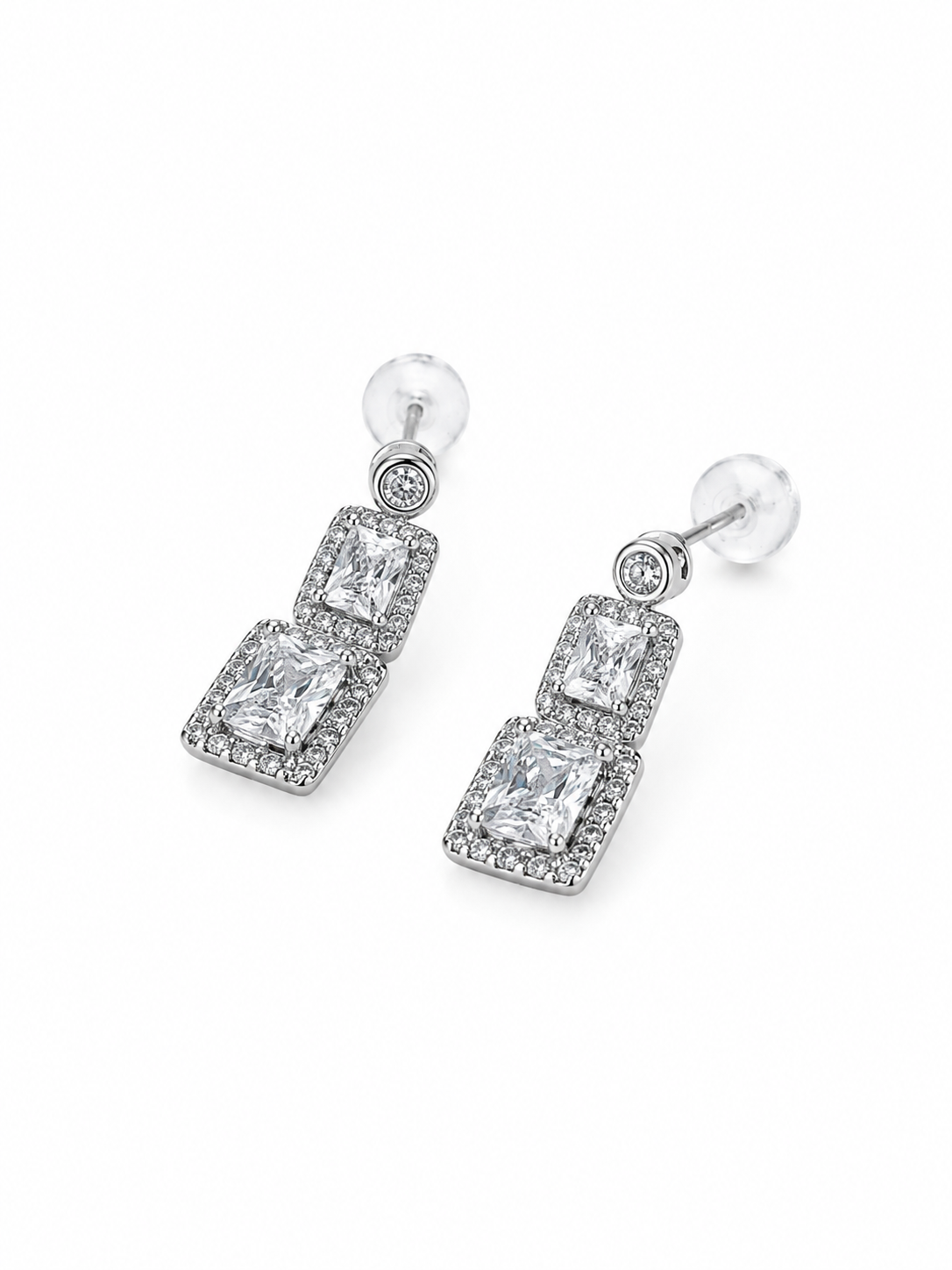 Double-Layer Square Drop Earrings