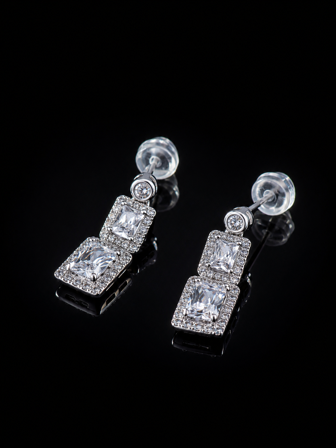Double-Layer Square Drop Earrings