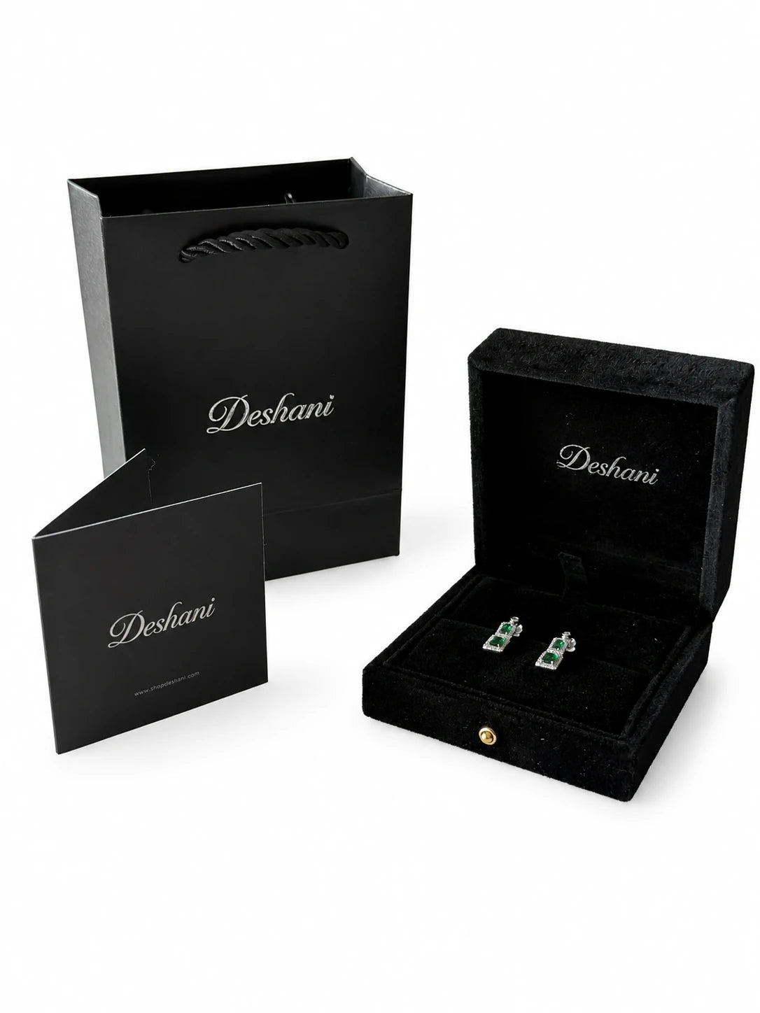 Double Emerald Square Drop Earrings