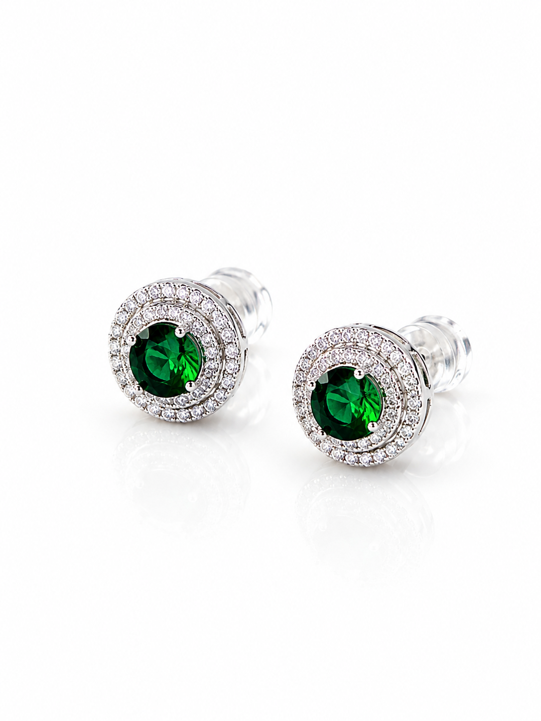 Vintage Emerald Tiered Stud Earrings