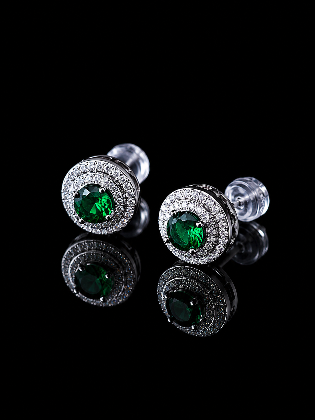 Vintage Emerald Tiered Stud Earrings