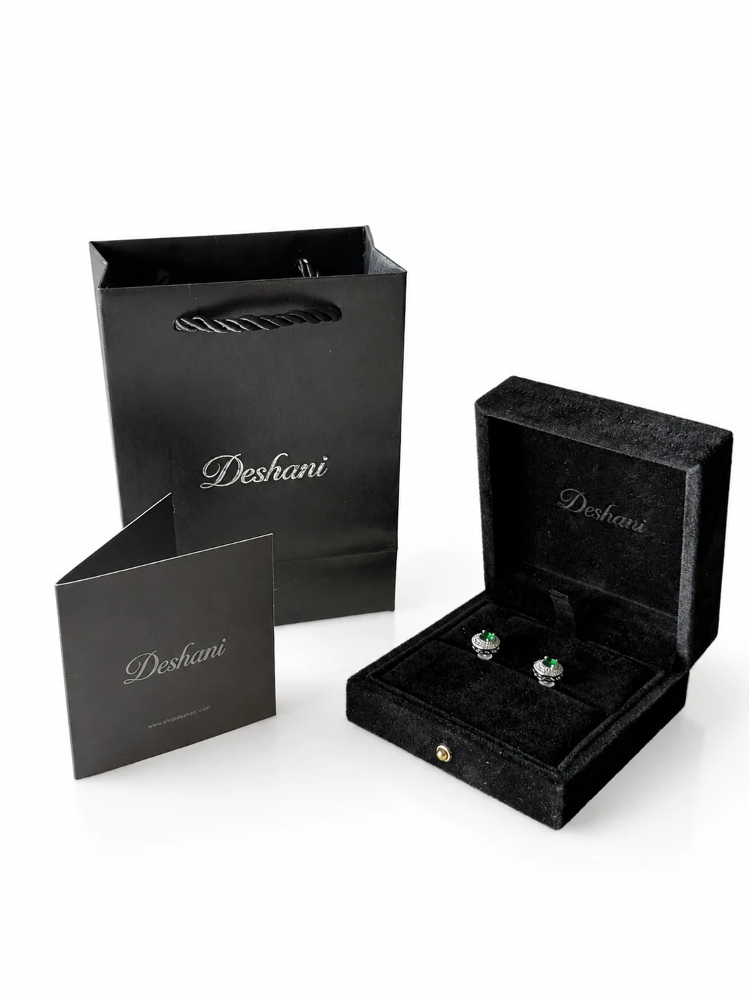 Vintage Emerald Tiered Stud Earrings