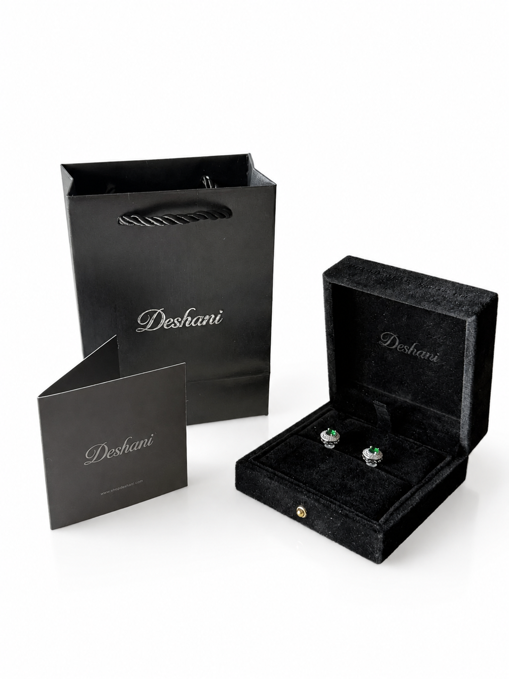 Vintage Emerald Tiered Stud Earrings