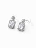 Retro Silver Square Drop Earrings