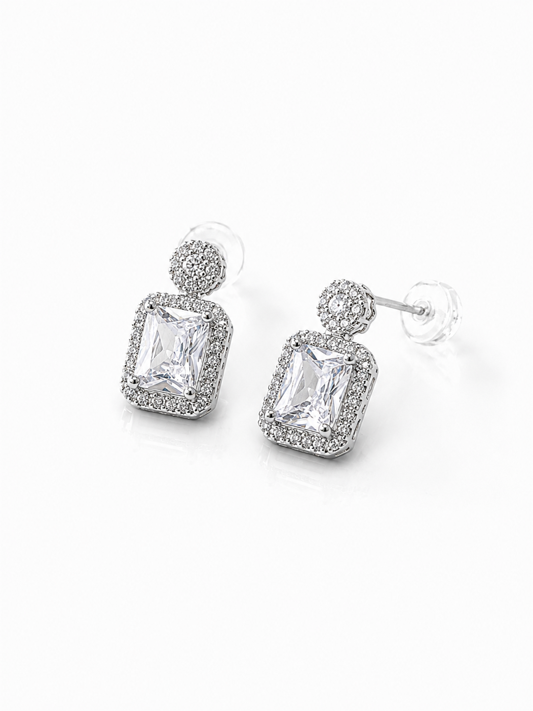 Retro Silver Square Drop Earrings