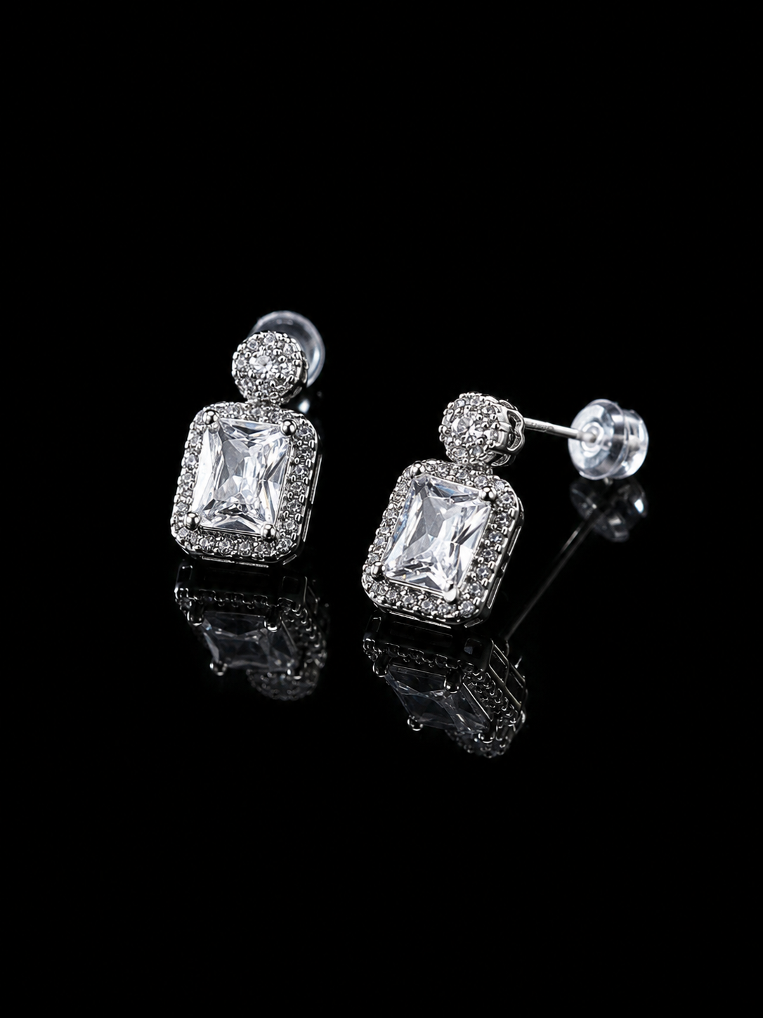 Retro Silver Square Drop Earrings