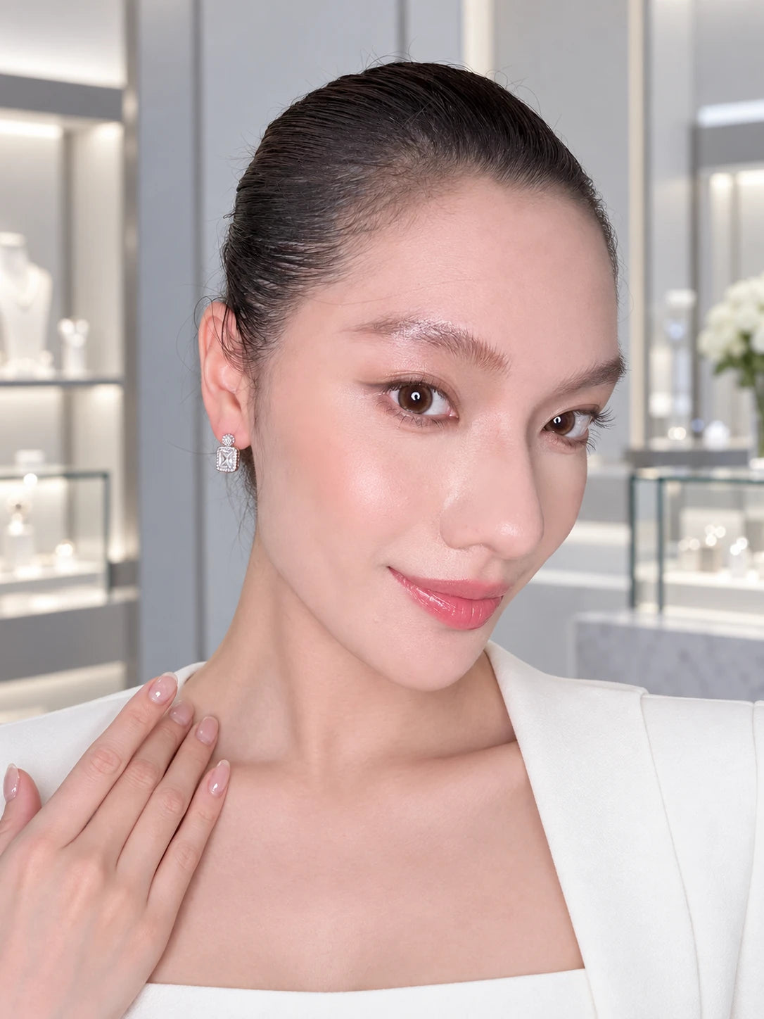 Retro Silver Square Drop Earrings