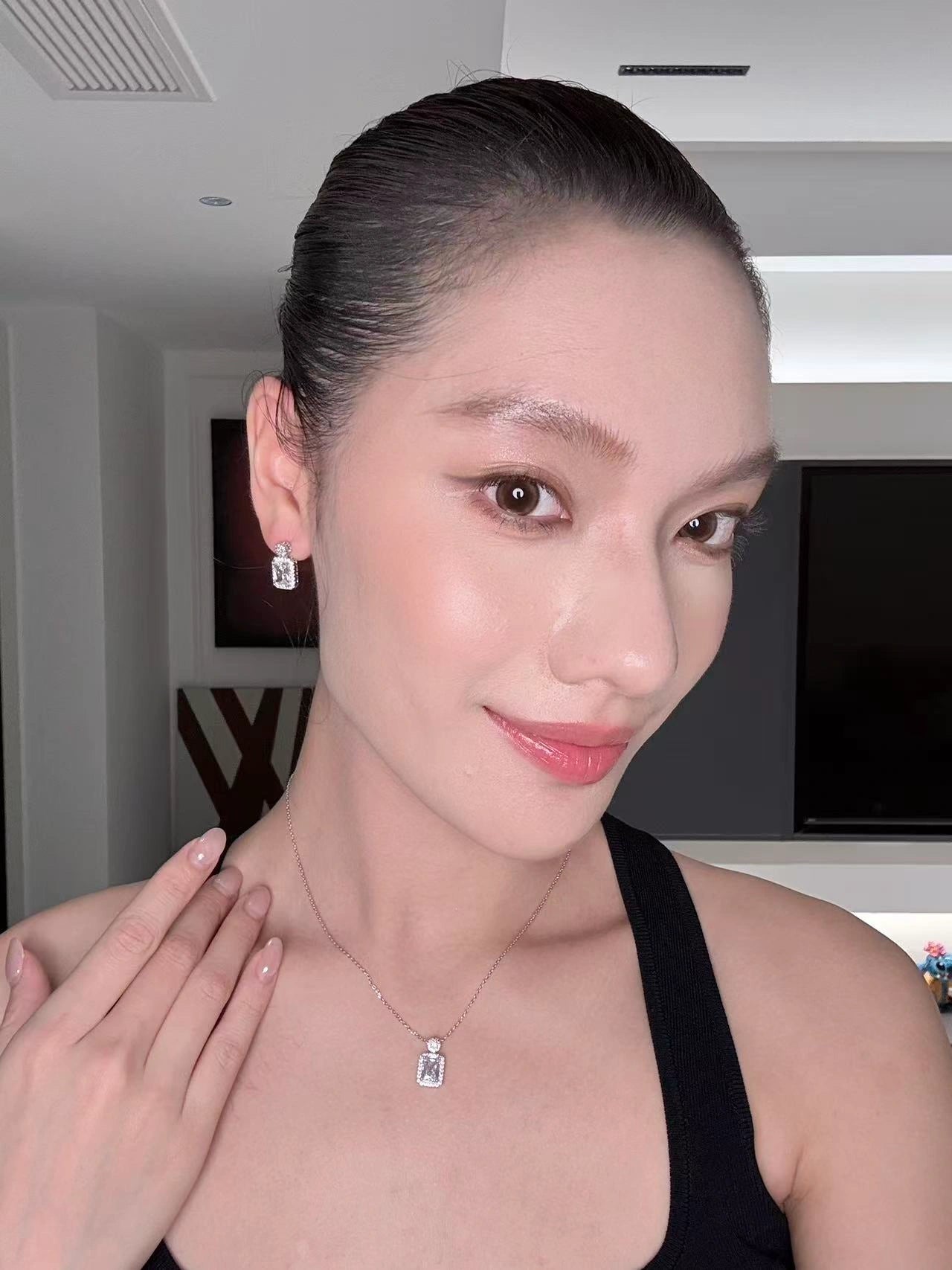Retro Silver Square Drop Earrings
