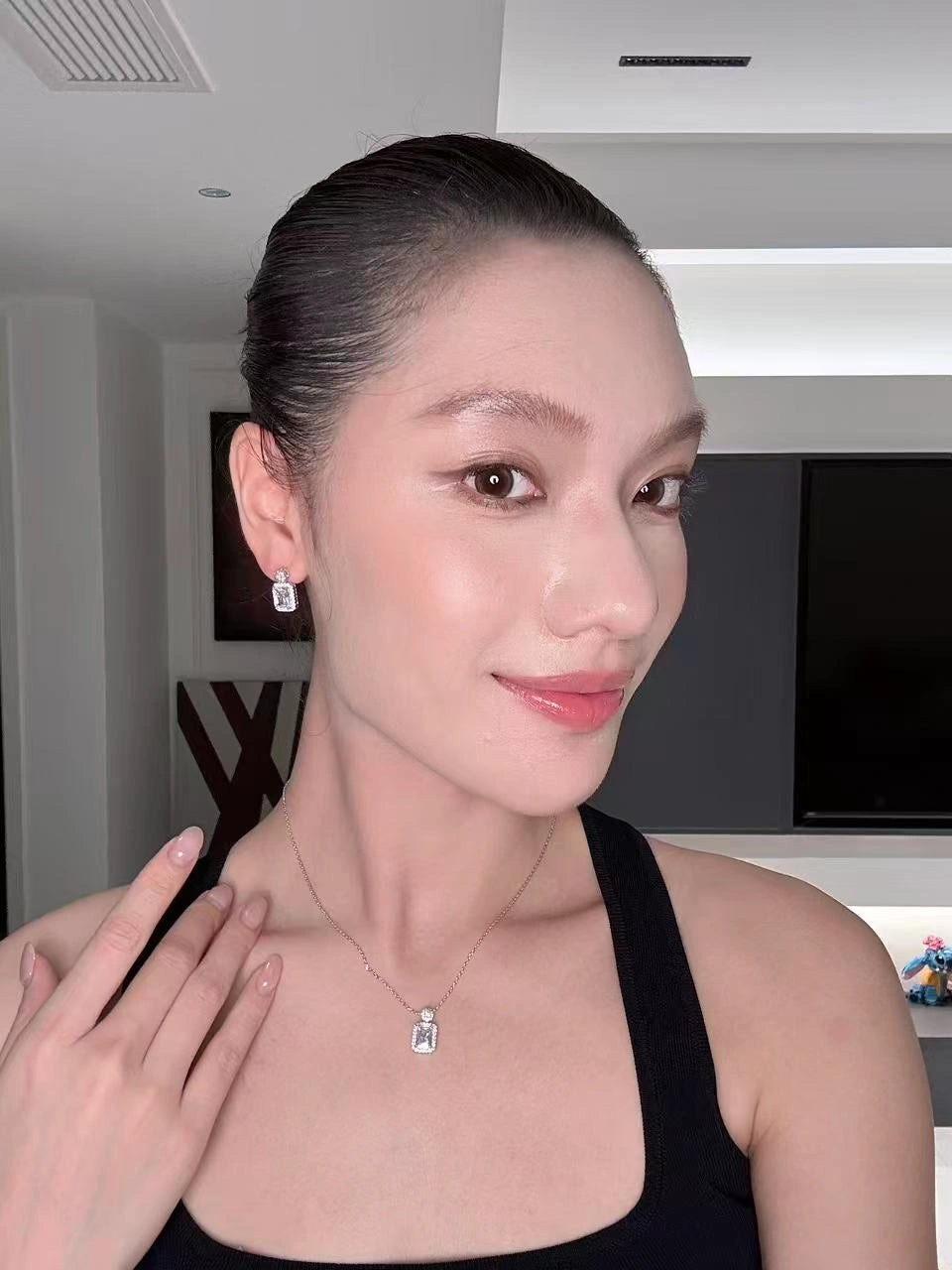 Retro Silver Square Drop Earrings