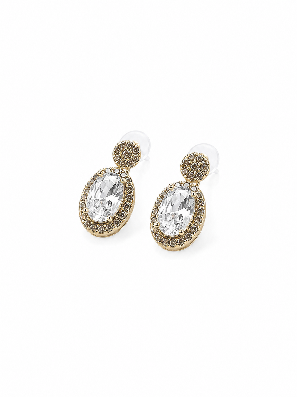 Vintage Gold Oval Drop Earrings