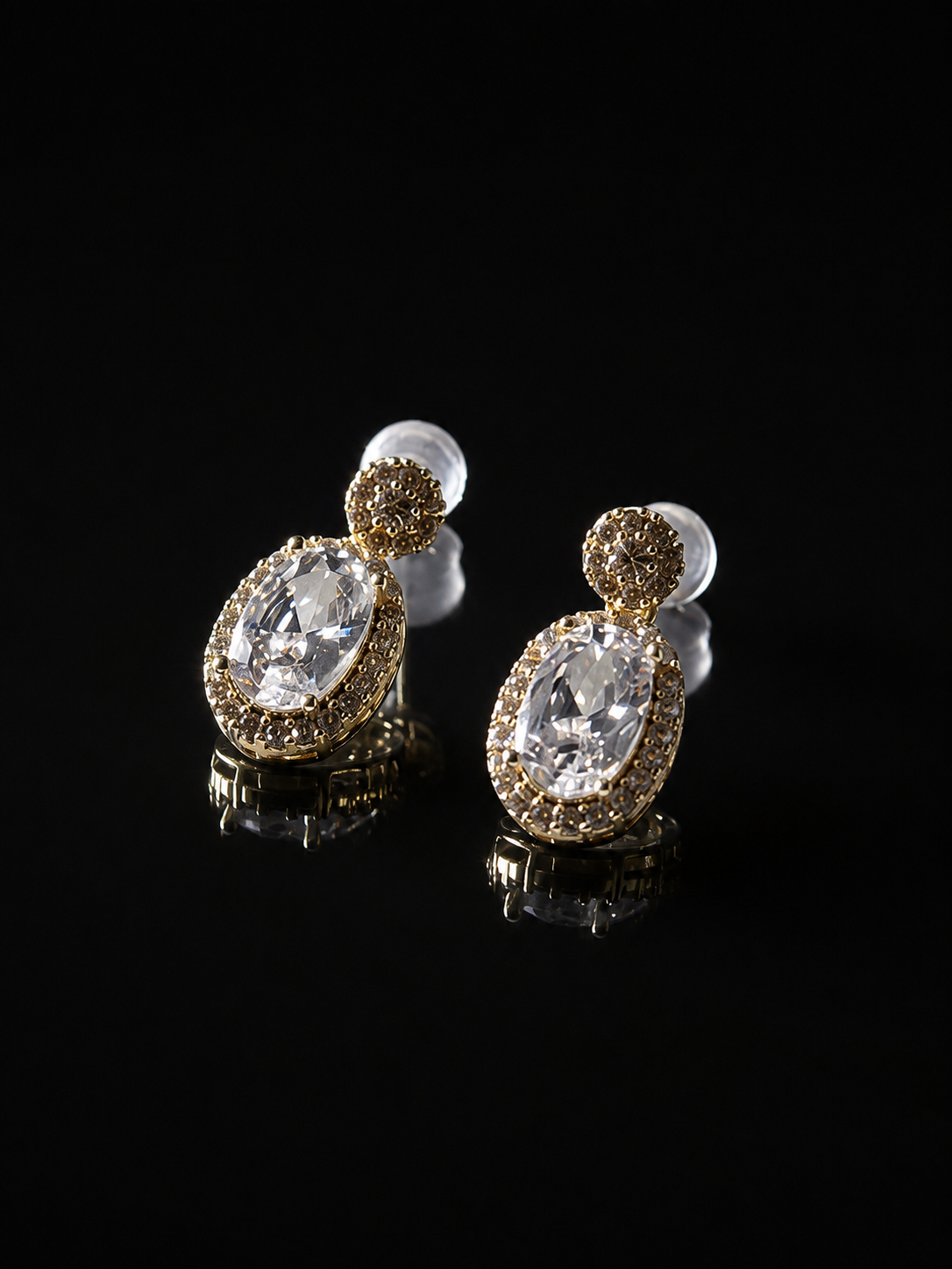 Vintage Gold Oval Drop Earrings