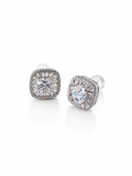 Silver Sunburst Square Earrings