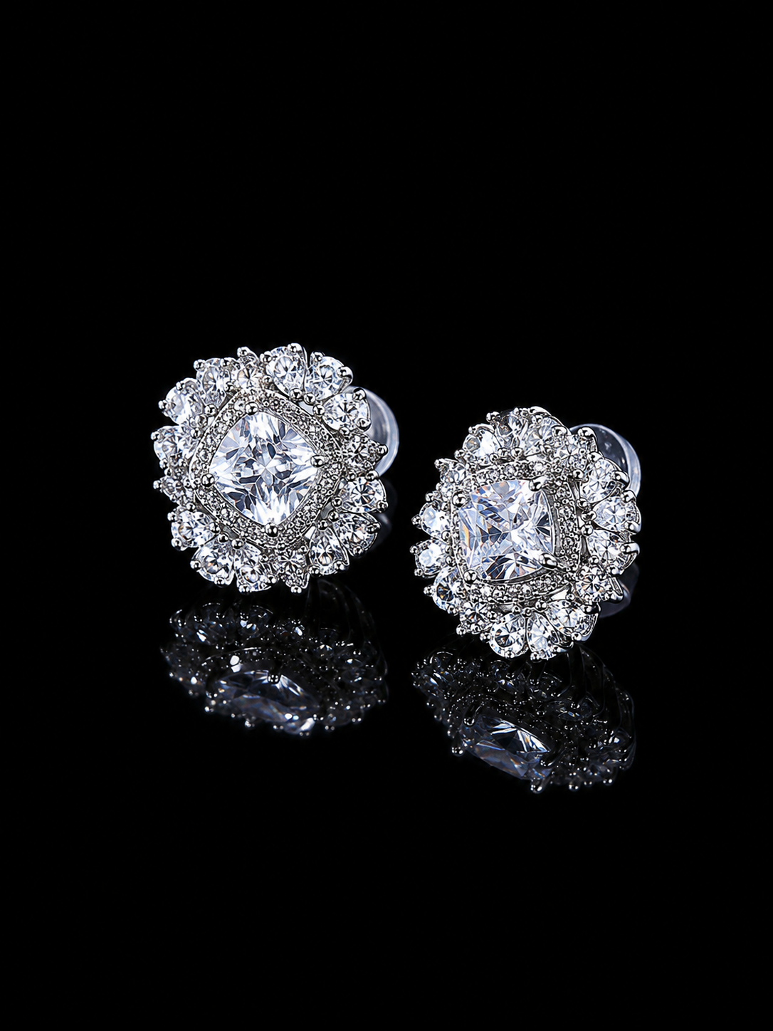 Floral Star Cluster Stud Earrings