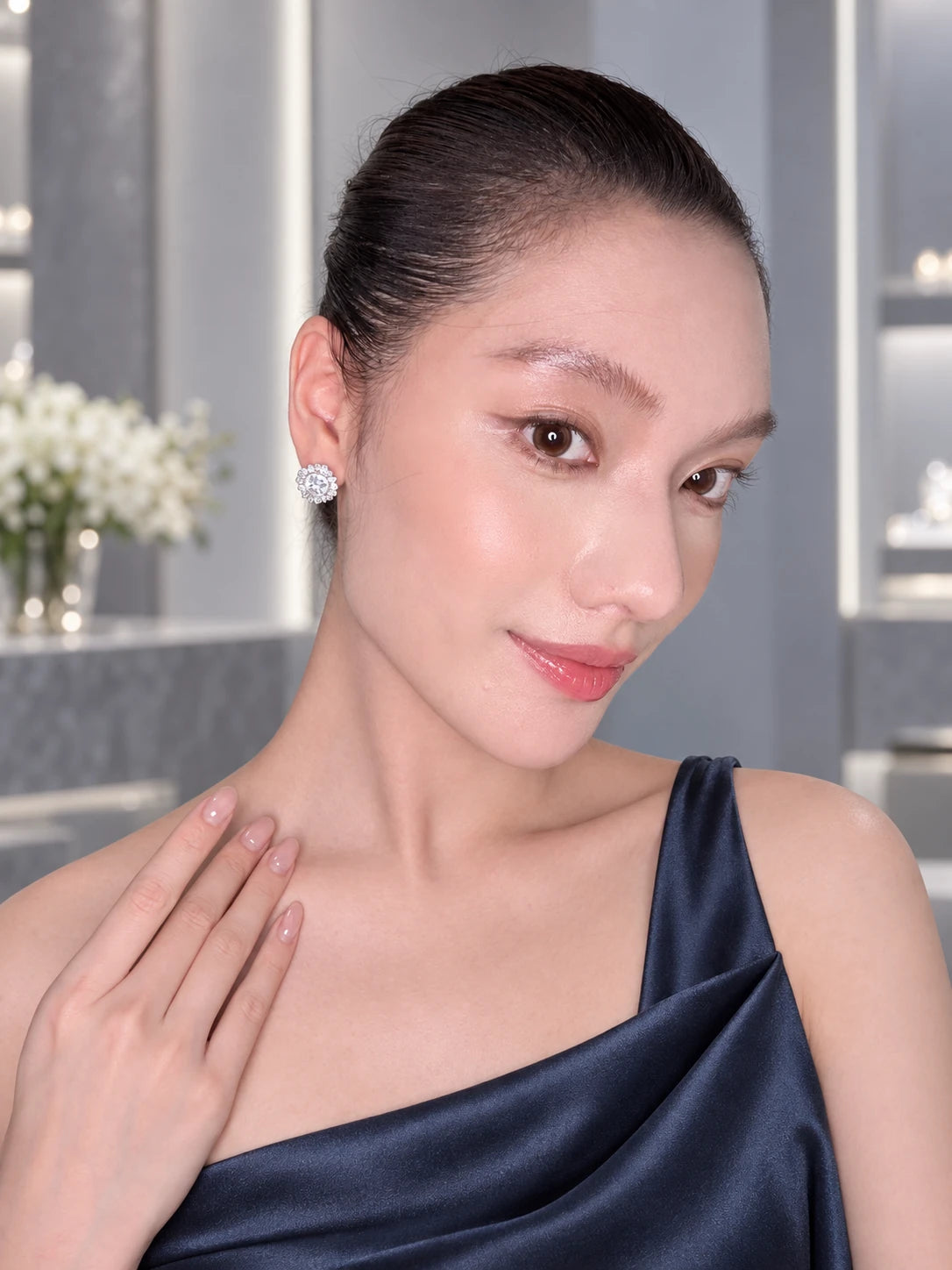 Floral Star Cluster Stud Earrings