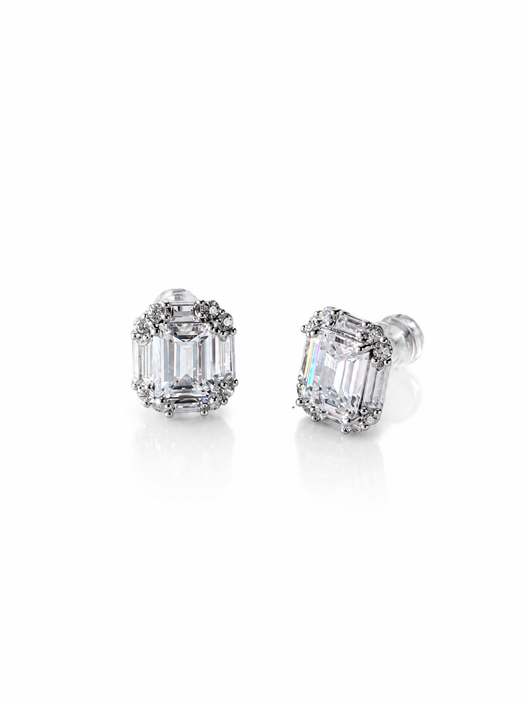 Rectangular Zircon Stud Earrings