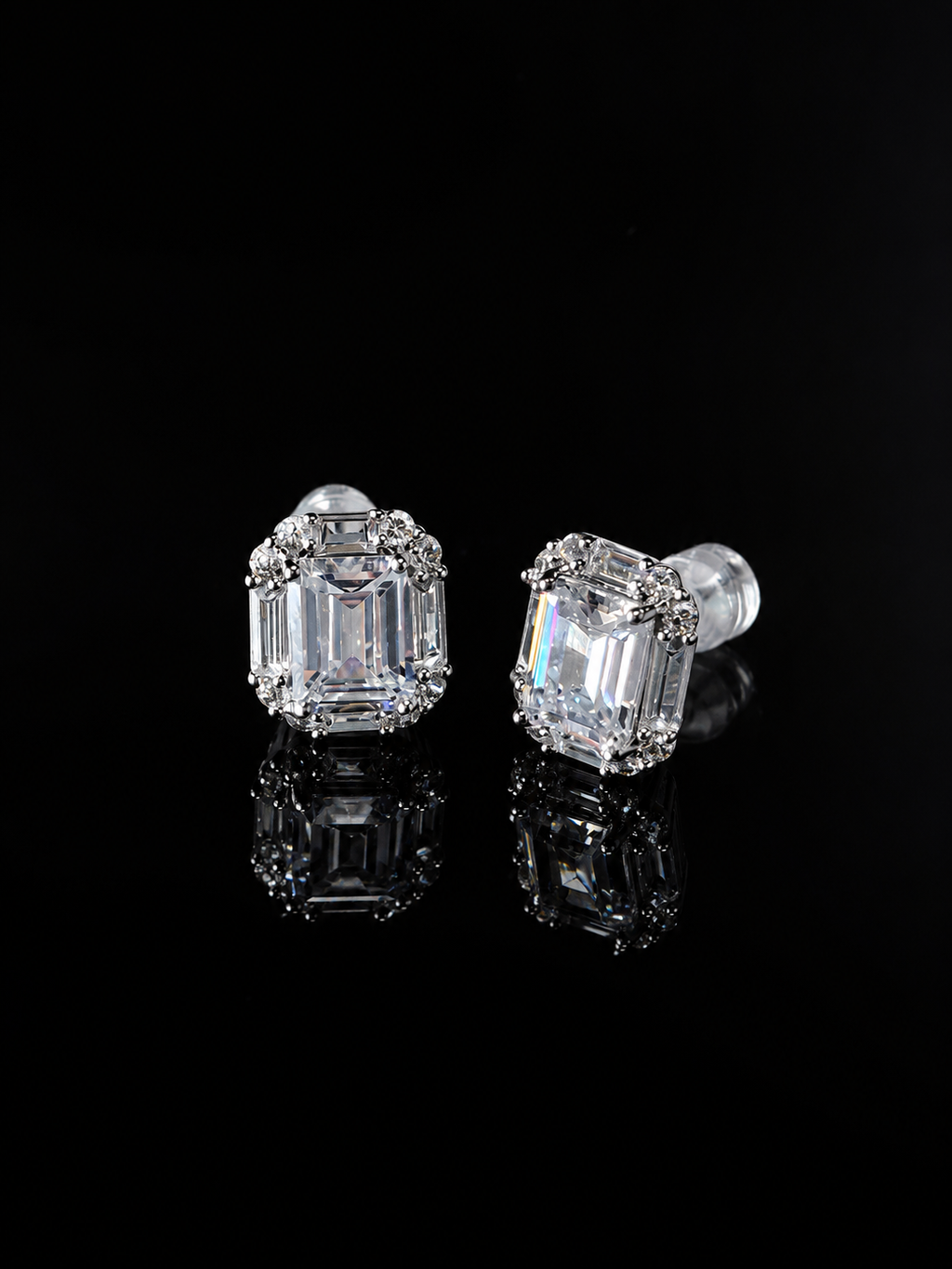 Rectangular Zircon Stud Earrings