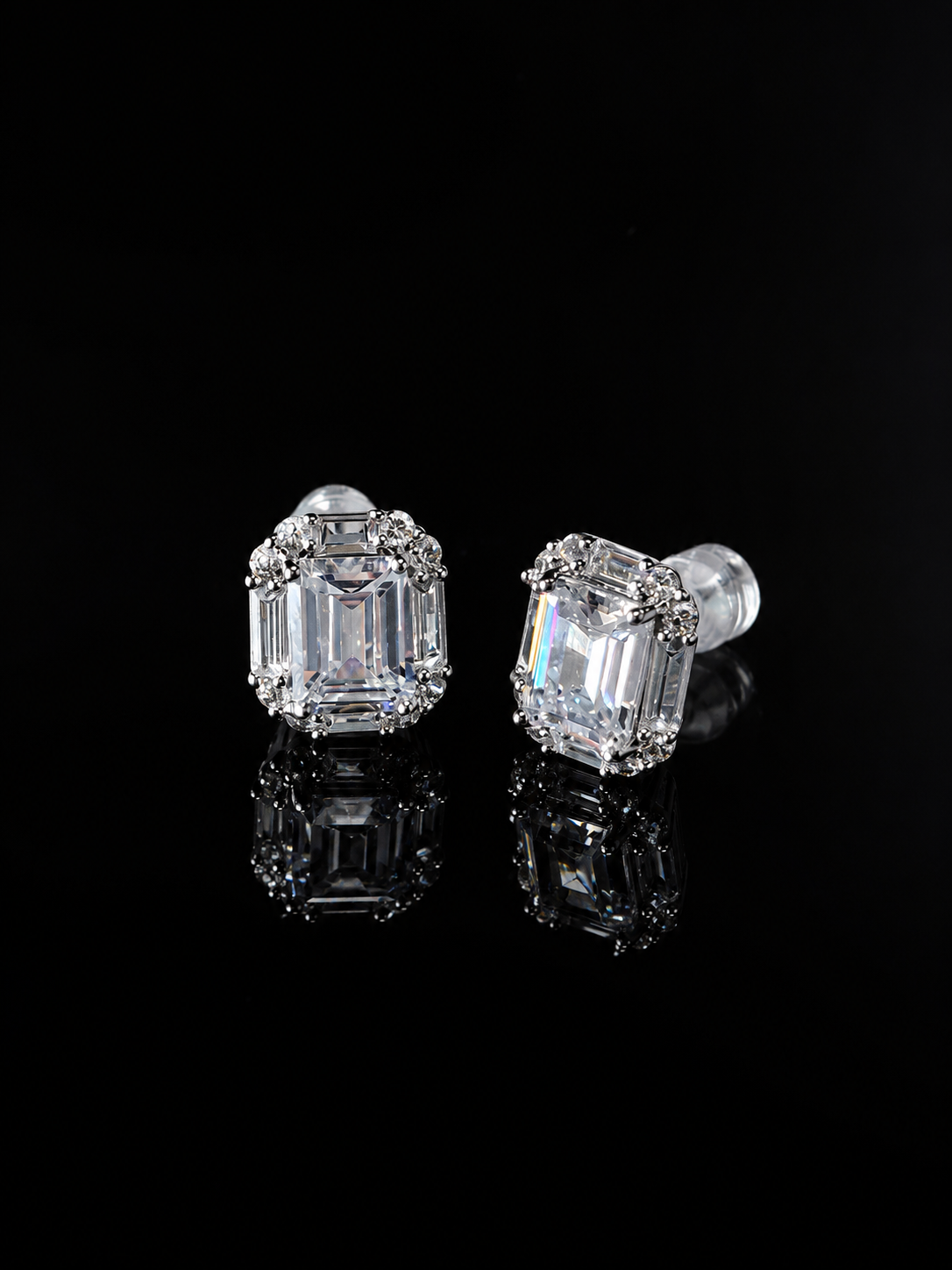 Rectangular Zircon Stud Earrings