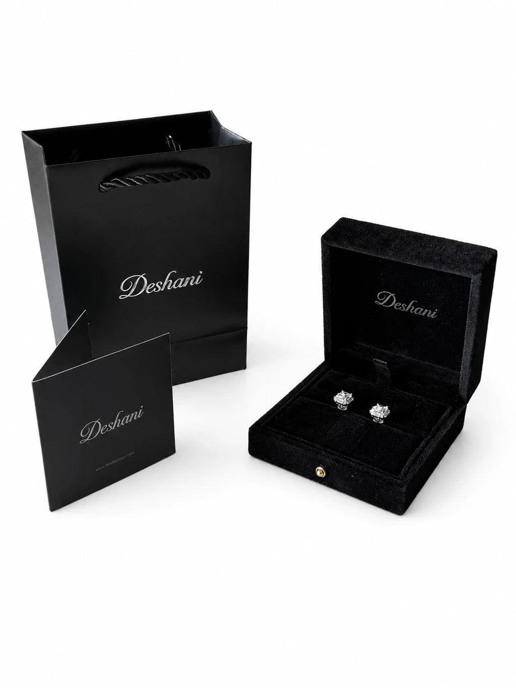 Detail view of Rectangular Step-Cut CZ Stud Earrings