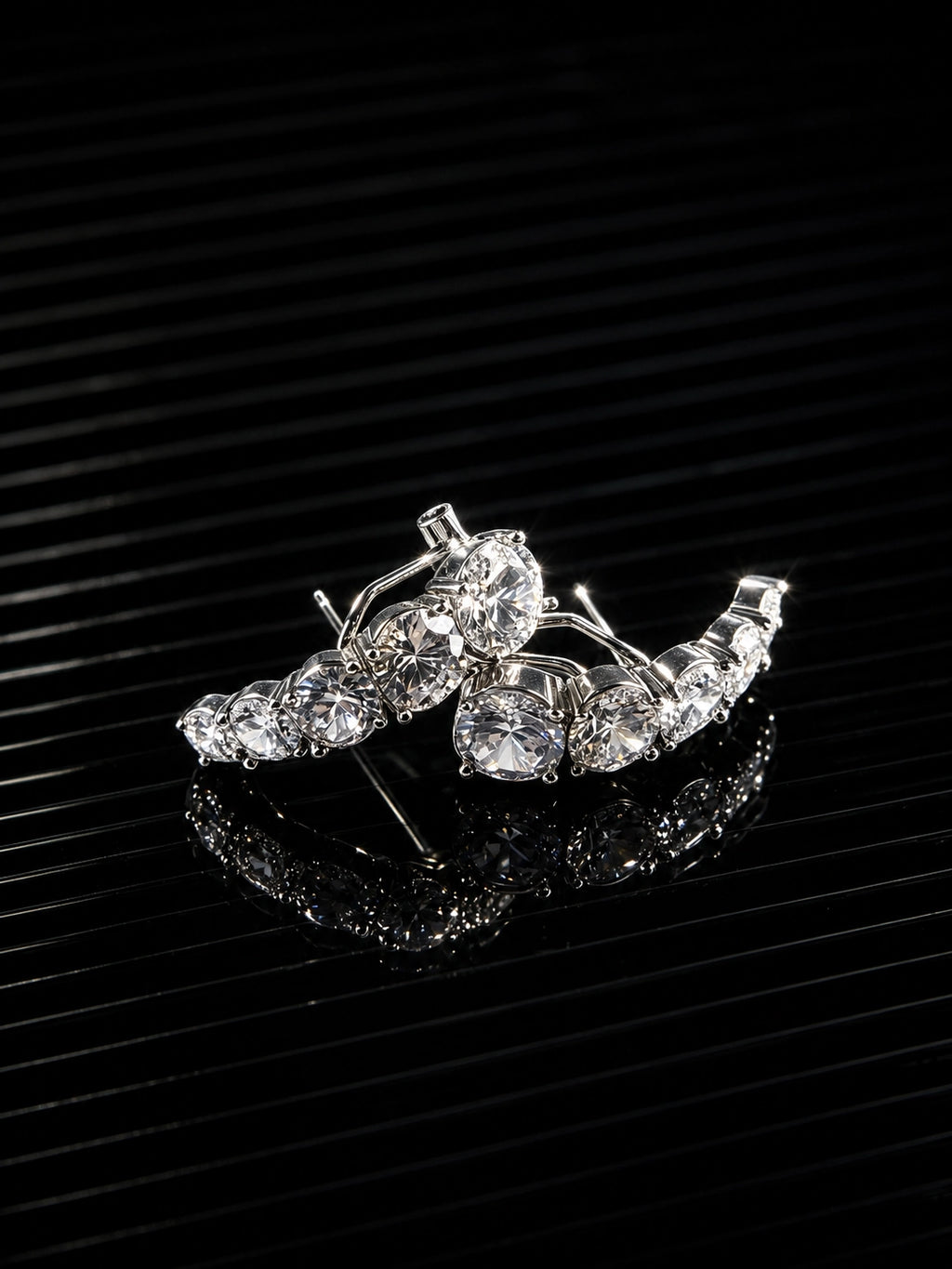 Curved Gradient Rhinestone Buckle Earrings