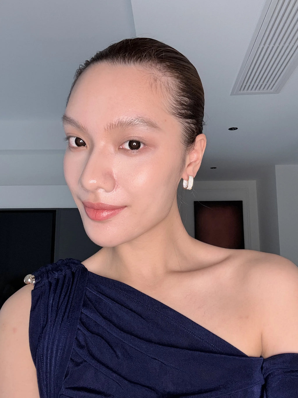 Pavé-set Square Clasp Earrings - Golden Color