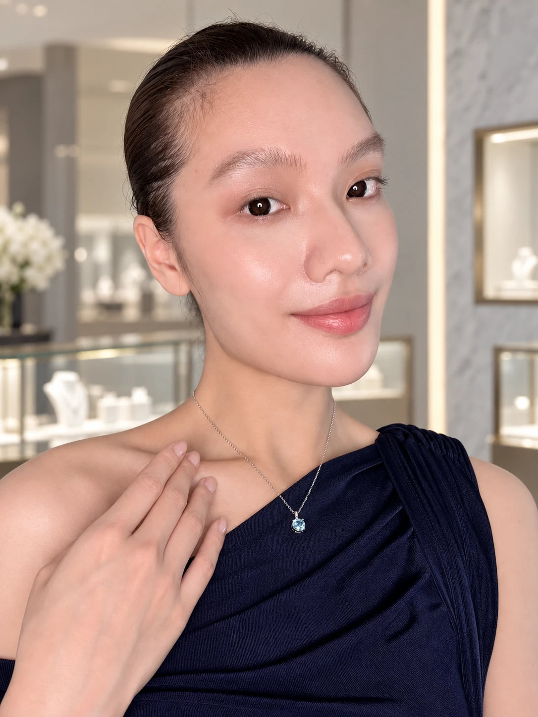 Ice Blue CZ Pendant Necklace