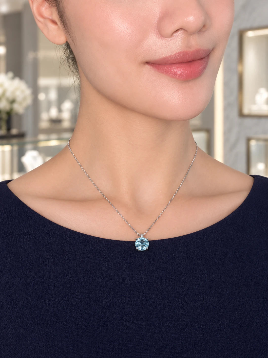Ice Blue CZ Pendant Necklace