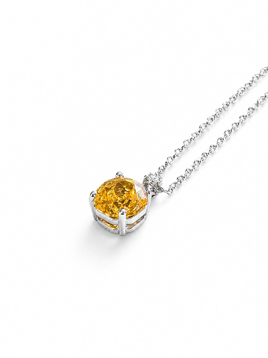 Icy Yellow Four-Prong Rose Pendant Necklace