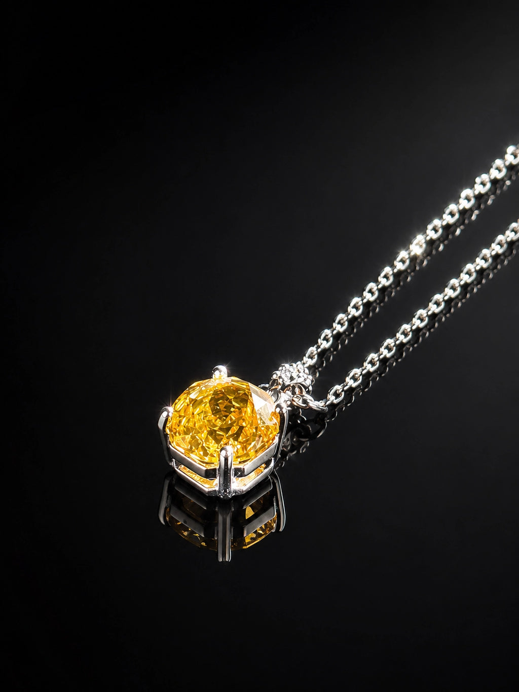 Icy Yellow Four-Prong Rose Pendant Necklace