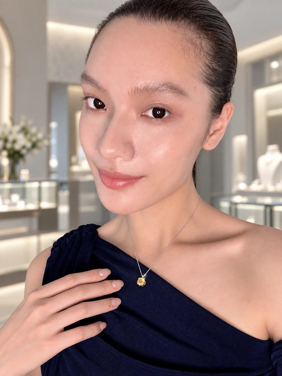 Icy Yellow CZ Pendant Necklace